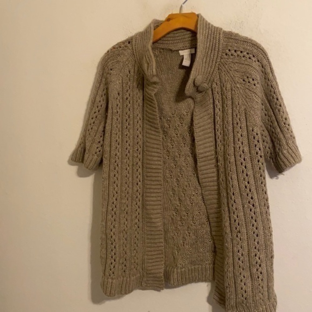 CHICOS TAN SWEATER SIZE 1